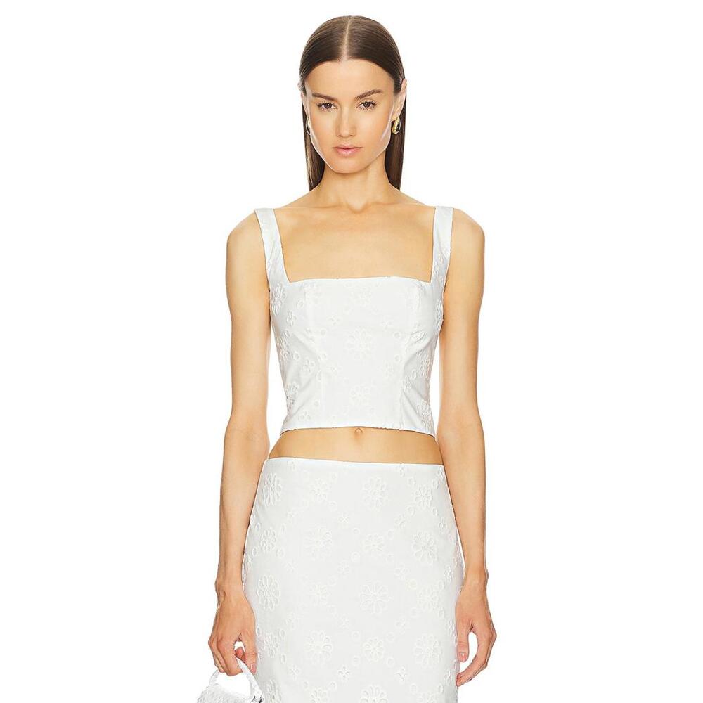 Helsa Eyelet Corset Top in Antique White